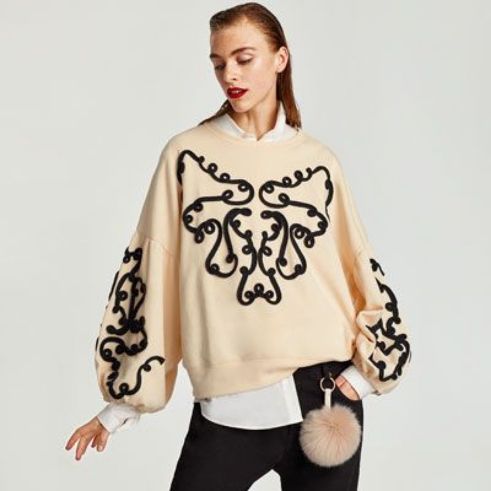Zara Embroidered Sweater M - Worn Once!